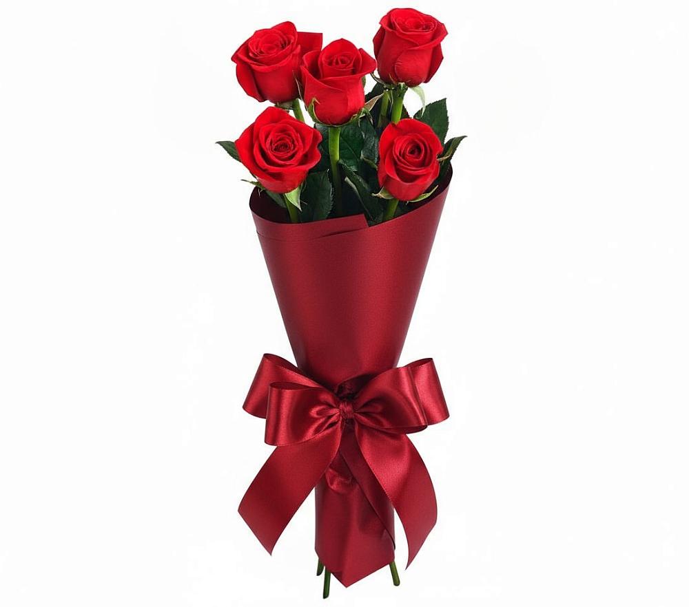 Букет 5 Красных роз Эдлесс Лав в Павловское