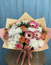 Букет цветов из:  Розы, Герберы и Хризантемы в Павловское