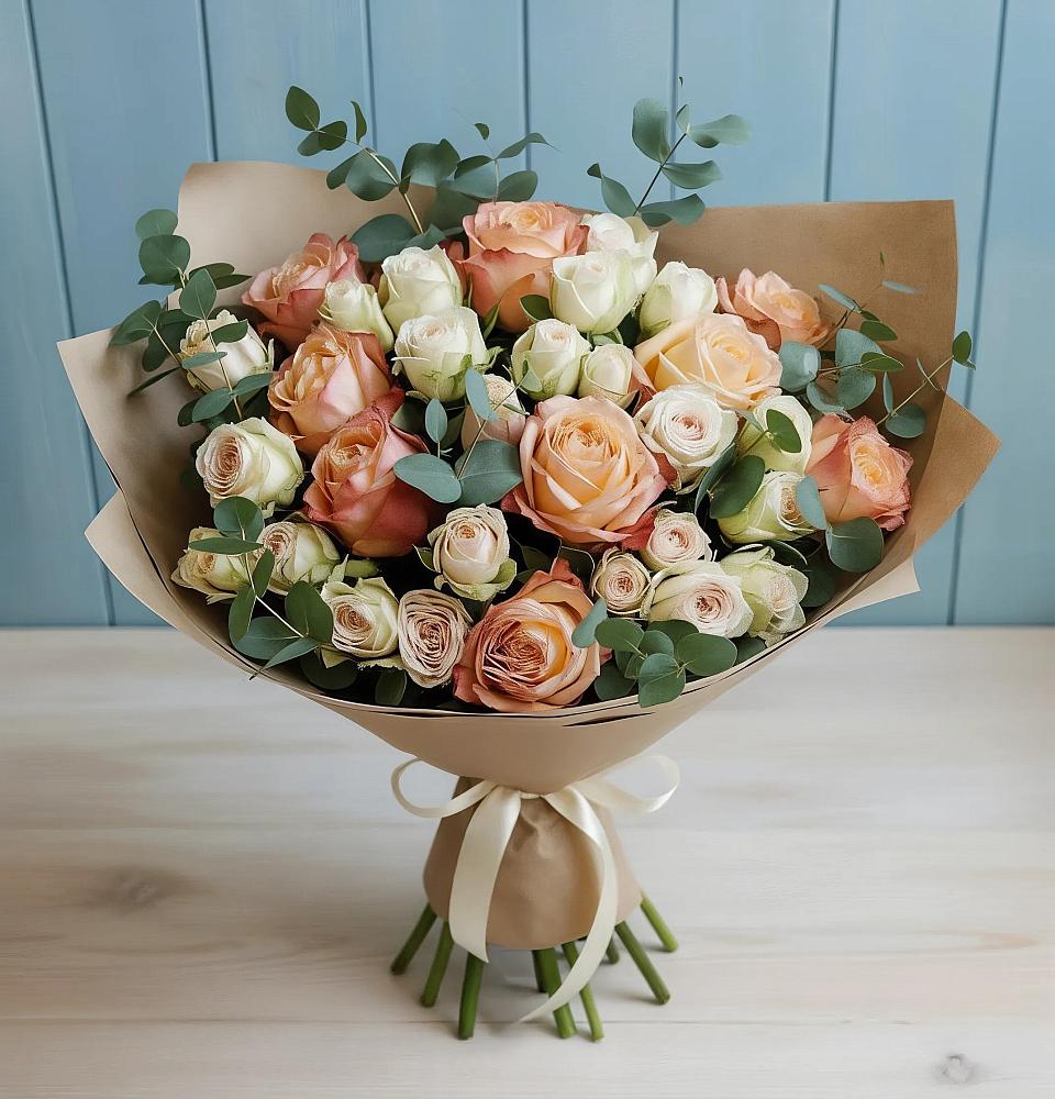 Букет цветов из: Альстромерии и Розы в Павловское