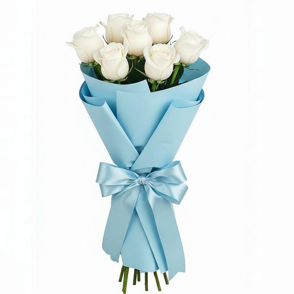 Букет 7 белых роз Проуд в Павловское