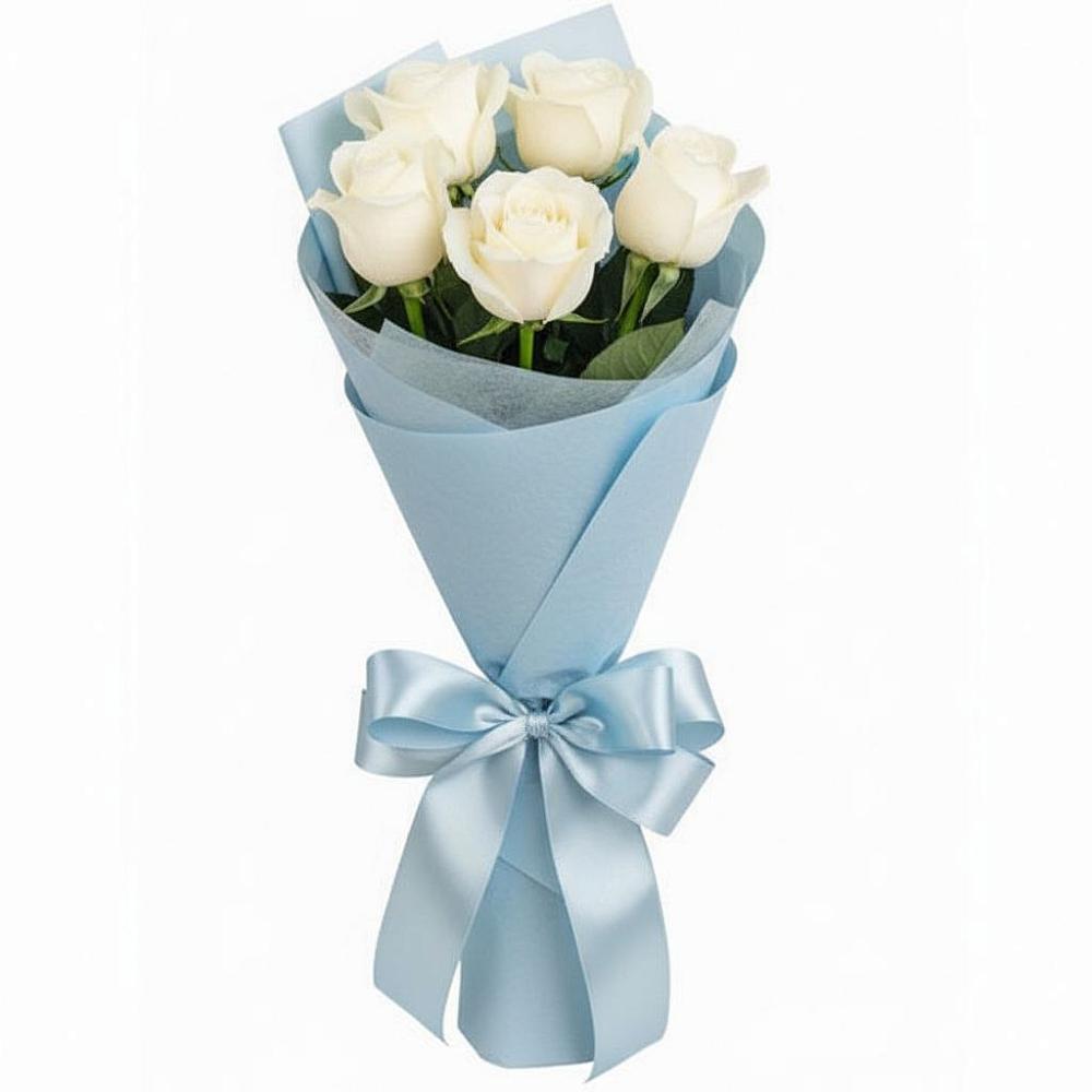 Букет 5 Белых роз Проуд в Павловское