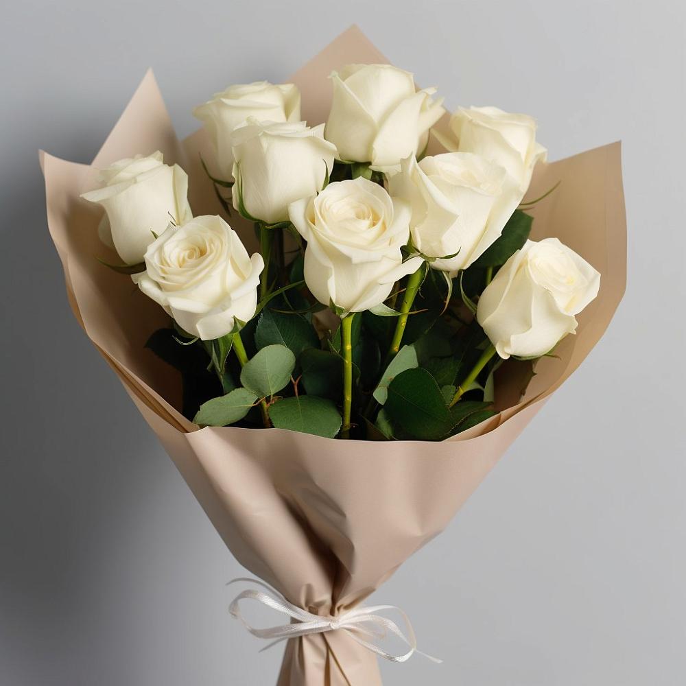 Букет 9 Белых роз Эдлесс Лав в Павловское