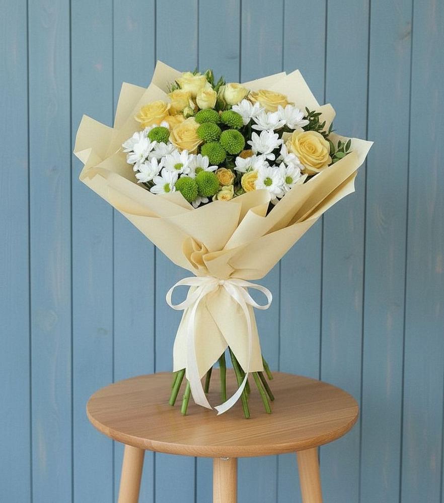 Букет цветов из: Хризантемы и Розы в Павловское