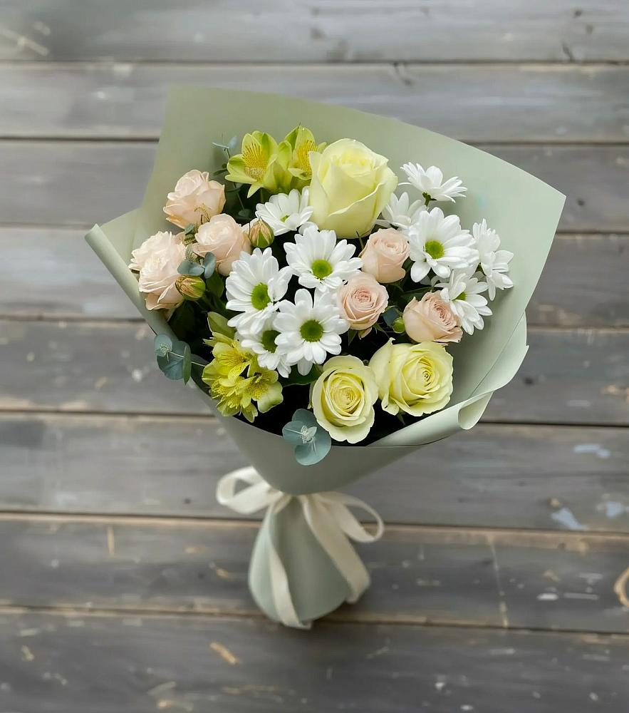 Букет цветов из: Альстромерии, Розы и Хризантемы в Павловское