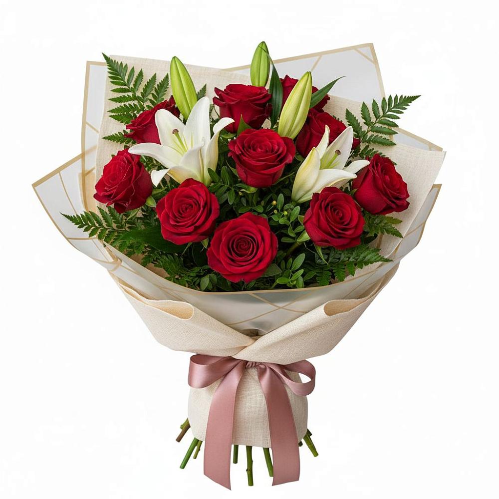 Букет цветов из: Лилии и Розы в Павловское