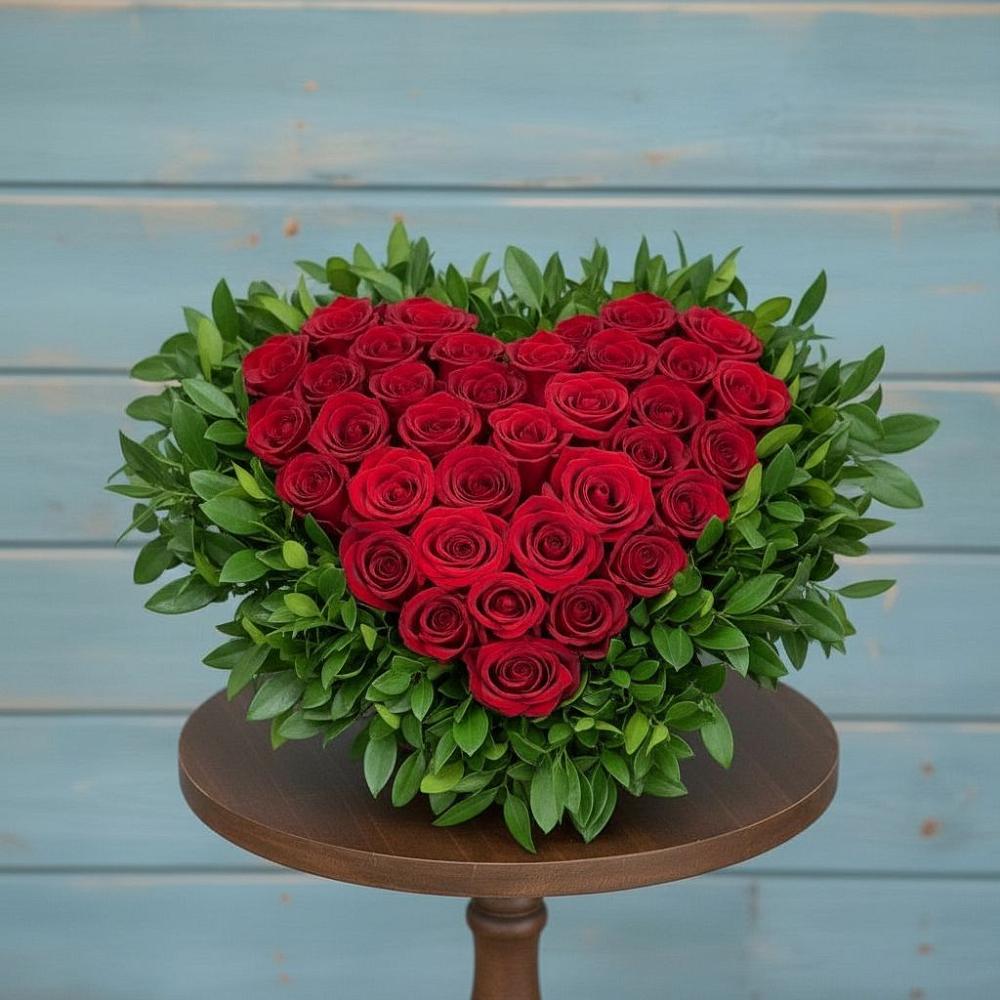 Цветочная композиция из Розы в виде сердца в Павловское