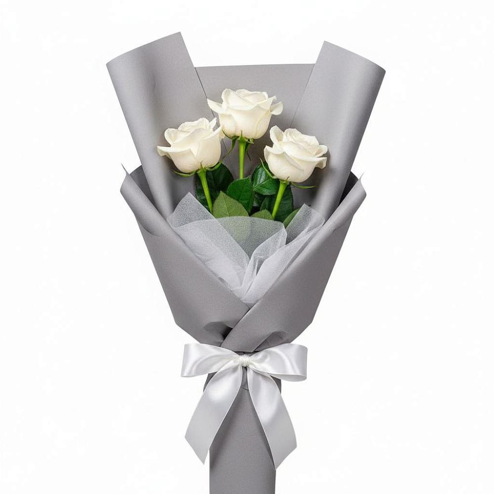 Букет 3 белые розы в Павловское
