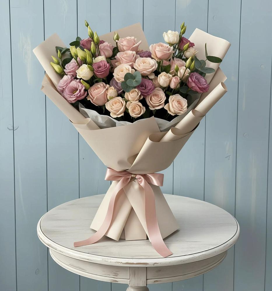 Букет цветов из: Розы и Лизиантусы в Павловское