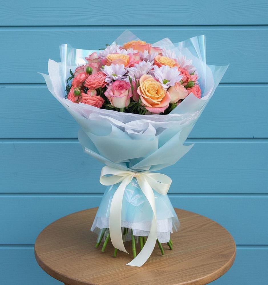 Букет цветов из: Хризантемы и Розы в Павловское